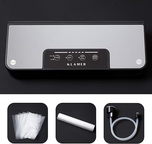 KLAMER Machine sous vide automatique Classic Pro 80 - Appareil de mise sous vide pour aliments secs ou humides et sous vide, y compris sachets de mise sous vide et tube - Nail Gallerys