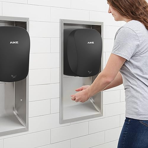 AIKE AK2903 Sèche Main Électrique Mural, Sèche-Mains Automatique en Acier Inoxydable, avec Filtre HEPA Haute Efficacité, 1400W, 7-10 Secondes pour Sécher Les Mains - Nail Gallerys