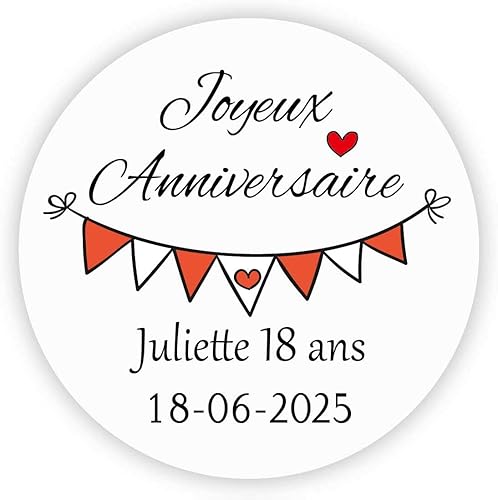 MameArt 50 PCS Autocollants Personnalisés Joyeux Anniversaire, 4cm Étiquettes pour Anniversaire Baptême Cadeaux Fête (Rouge) - Nail Gallerys