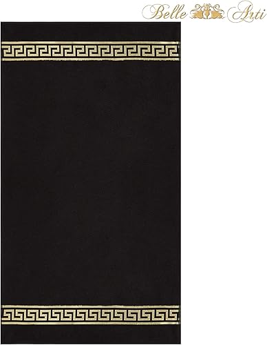 Belle Arti Lot de 2 serviettes de douche en coton éponge moelleux de qualité supérieure - 50 x 100 cm - Noir - Nail Gallerys