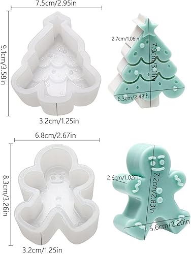 WideSmart Moule en Silicone de Noël - Bougie Sapin, Arbre, Gâteau, Bonhomme Pain d'Épice - DIY Décoration - Nail Gallerys