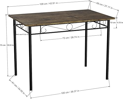 FURNITABLE Ensemble de Table de Bar 5 pièces avec 4 chaises rembourrées, Structure en métal, Design Industriel, pour Salle à Manger, Salon, Style Vintage, Noir - Nail Gallerys