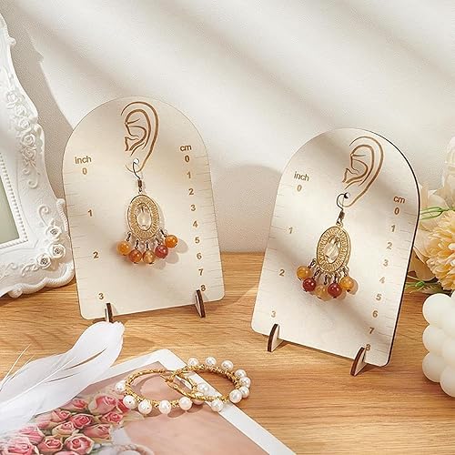 Présentoir de mesure de boucles d'oreilles en bois avec mesure, organisateur de bijoux en forme d'arche pour boucles d'oreilles - Nail Gallerys