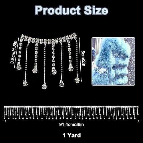 91 cm × 5 cm - Chaîne en strass à coudre Ruban Strass,Chaîne à Pampilles en Perles de Strass,Chaîne à Franges,Chaîne Gland Strass pour la Fête de Mariage Accessoires de Mariée Artisanat de Bricolage - Nail Gallerys