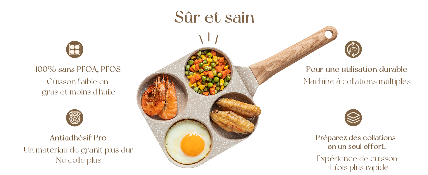 CAROTE Poêle à 4 Emplacements