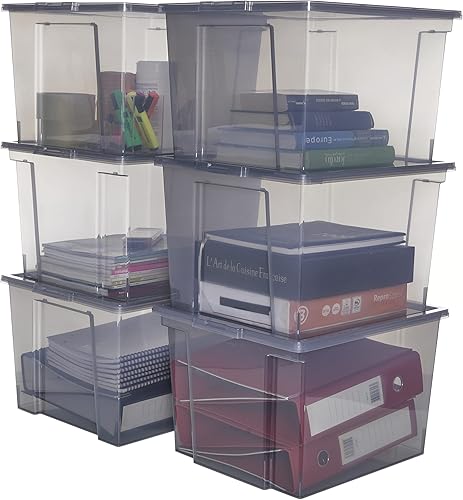 Iris Ohyama, Boite rangement plastique, Boite de rangement bureau de 10L, Lot de 4, Sans BPA,DDUSB-S, Gris- L29 x P24 x H18.5 cm - Nail Gallerys