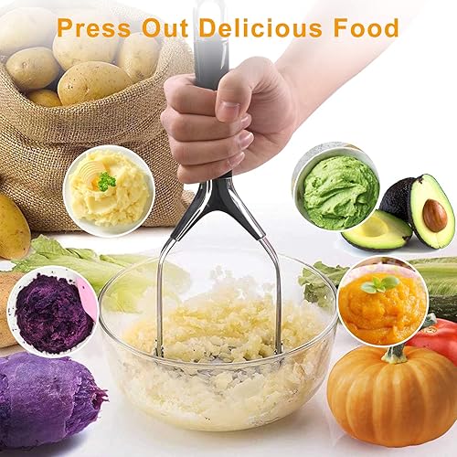 iNeibo Presse Puree Manuel Pliable, Presse Purée Professionnel en INOX avec Poignée Antidérapante en ABS Haut de Gamme, Ecrase Pomme de Terre, Légumes, Fruits et Nourriture bébé - Nail Gallerys