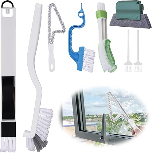 GOEDCH 8 pièces outils de nettoyage des rainures de fenêtre : kit de brosse de nettoyage pour rainures de fenêtre, outils de nettoyage à la main, outil de nettoyage en profondeur ménage, brosse de - Nail Gallerys