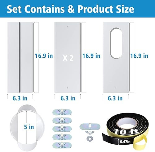 Joint de Fenêtre,Kit de Joint en PVC pour Fenêtre Coulissante de Climatisation Mobile Ajustable,Climatiseur Portable pour Tuyaux avec Diamètre de Climatisation AC de 15 Cm (95-190cm) - Nail Gallerys