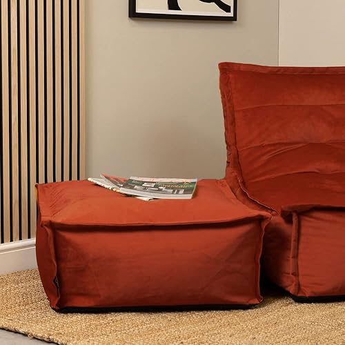 Icon Vita Tabouret Velours, Pouf Repose Pieds avec Remplissage, Tabouret Pouf, Meuble Salon, Decoration Chambre, Terracotta - Nail Gallerys