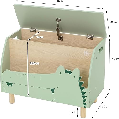 Joyz Étagère pour Enfants avec Compartiment Ouverte et Caisse, Design Crocodile, 60x30x44 cm, Étagère à Livres en Bois, Étagère à Jouets avec Couvercle, Meuble de Rangement pour Chambre d’Enfants - Nail Gallerys