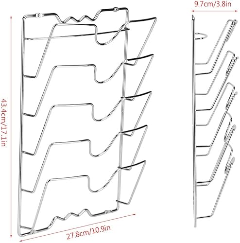 Yosoo Health Gear Support de Rangement pour Armoire de Cuisine monté sur Porte Murale, Couvercles de Casseroles pour Mur, sans Perçage, Adhésif Antirouille et Couvercle de Poêle, Classique - Nail Gallerys