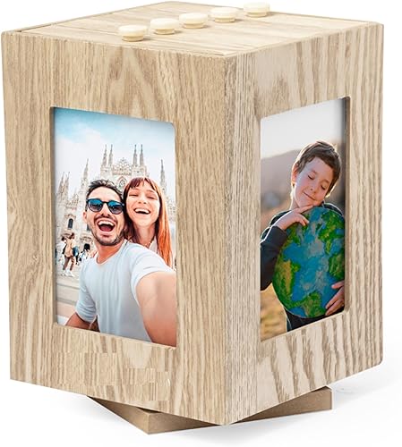 noTrash2003 Cadre photo cube pour 4 photos au format 13 x 9 cm en bois avec album photo pour 100 photos supplémentaires dans 5 tiroirs amovibles - Nail Gallerys