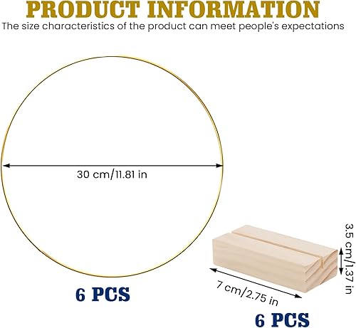 Lot de 6 anneaux en métal pour bricolage avec pied, anneau en métal avec pied de 30 cm, anneau décoratif avec pied, anneaux décoratifs à suspendre, anneau en métal de 30 cm, anneau décoratif avec - Nail Gallerys