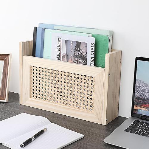 TOLIDA Porte-revues mural en bois naturel tissé - Porte-revues - Porte-documents pour livres et papiers - Pour bureau, table de chevet, salon, salle d'attente - Nail Gallerys