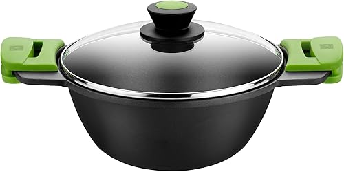 Bra Prior | Faitout/Wok 28 cm, Fonte D'Aluminium, avec Antiadhésif Innovations sans PFOA, avec Couvercle en Verre et Anses en Silicone Démontables, Tous Feux Dont Induction, Noir - Nail Gallerys