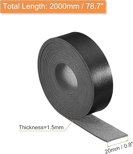 sourcing map Sangles en Cuir pour l'Artisanat, Bandes de Cuir Plat de 3/4 Pouce de Large pour Projets d'Artisanat DIY (1,5 mm d'Épaisseur, 78,7 Pouces de Longueur, Noir) - Nail Gallerys