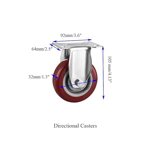 Roulette robuste avec frein et tige filetée pour tous les sols, y compris le carrelage, la moquette et le bois, 7,6 cm, M12 x 30 mm jusqu'à 90 kg (avec frein) - Nail Gallerys