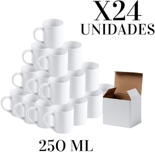 Lot de 24 tasses en céramique blanches recouvertes de polymère pour sublimation, 250 ml, avec boîtes - Nail Gallerys