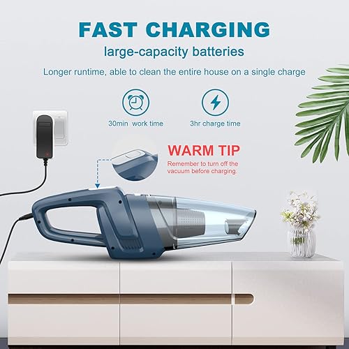 Hangorize Aspirateur à Main sans Fil - Aspirateur à Main 2200mAh, Puissant Aspirateur de Table 120W avec Sèche Filtre HEPA, Aspirateur Voiture pour Maison Voiture Table Canapé - Nail Gallerys