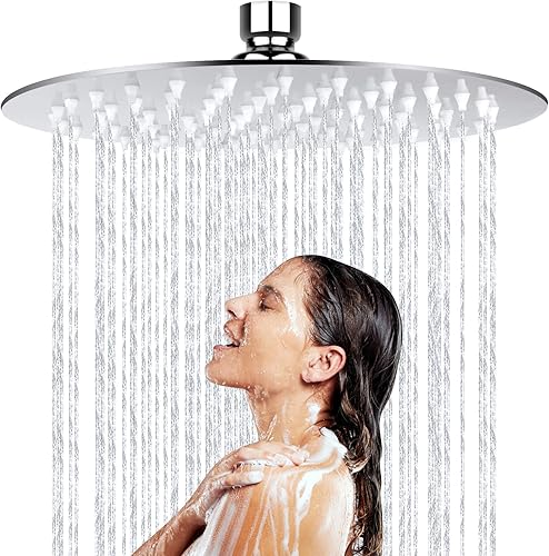 Tête de Douche 20cm Acier Inoxydable 304, Pommeau de Douche Rond 8 Pouces, Rotatif 360° Shower Head, Haute Pression, Economie d'Eau, Facile à Installer et à Nettoyer, Effet Pluie Anti-Calcaire - Nail Gallerys