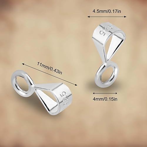 6pcs Fermoir pour Pendentif, S925 Sterling Silver Attache Pendentif a Coller avec Boucle Fermée Fermoir Connecteurs Bélières pour la Fabrication de Bijoux, Projet d'Artisanat DIY (Platine) - Nail Gallerys