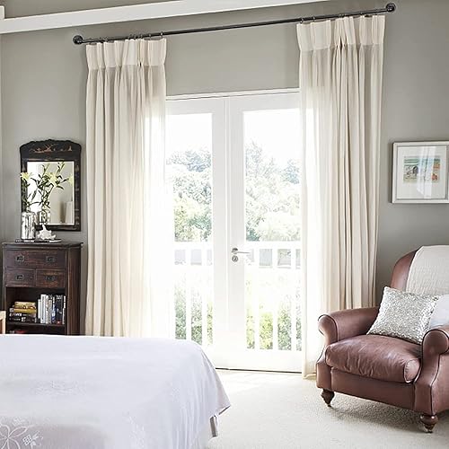 FLY HAWK Tringle à Rideaux Style Industriel, 81-216cm Tringle à Rideaux avec Tête de Bride en Acier Inoxydable, Tringle à Rideaux Célibataire Décoratif pour Fenêtre de Cuisine/Mat Noir - Nail Gallerys