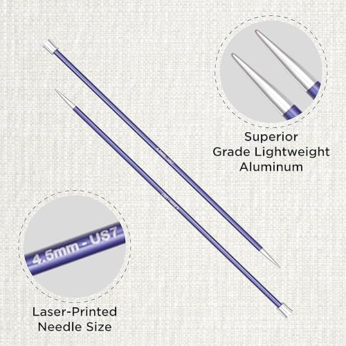 KnitPro Zing Une Seule extrémité à Crochet à Tricoter, Aluminium, Multicolore, 40 cm X 7.00 mm - Nail Gallerys