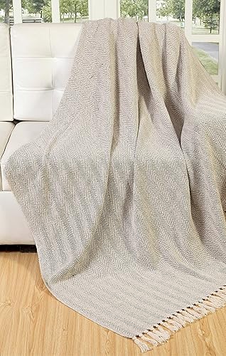 100% Coton Naturel Deux Tons Chevrons canapé Bras Chaise Couvre-lit canapé Jeter - 250 x 380 cm, Taille Super géante - Nail Gallerys