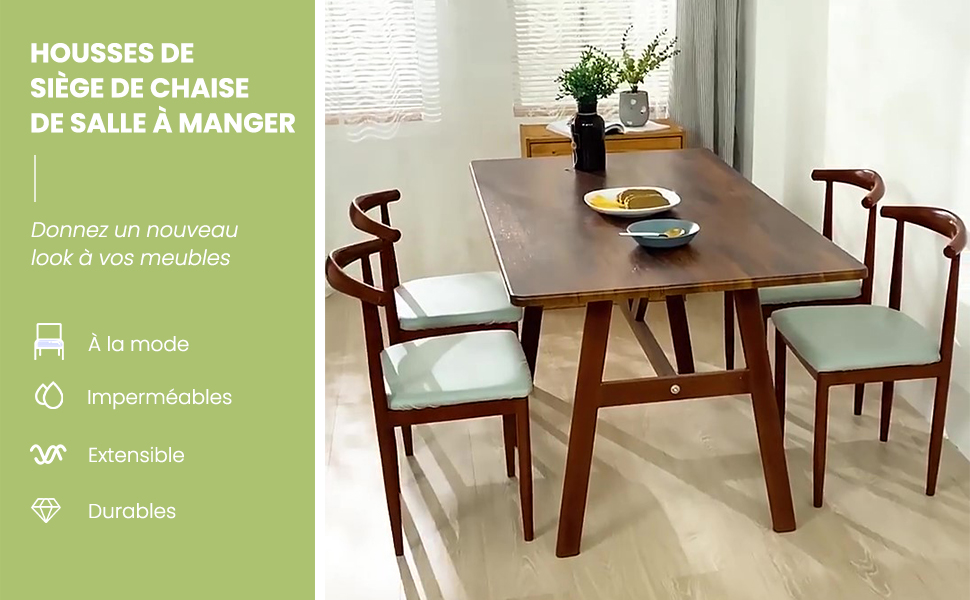 Housse de siège de chaise de salle à manger 6 pièces, Salle à manger