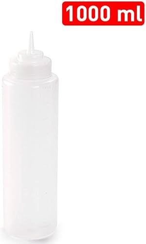 Acan Tradineur - Lot de 8 bouteilles en plastique rechargeables pour servir des sauces, distributeur d'assaisonnement réutilisable, ketchup, moutarde, huile, fabriqué en Espagne - 1 litre - Nail Gallerys