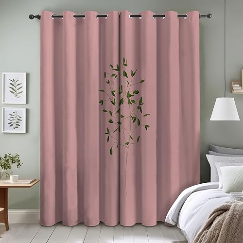 Rideau Occultant Plantes Roses Thermiques à Oeillets Simplicité Rideau Fenetre Imprimé pour Salon Chambre, Lot de 2 Rideaux et Draperies Intérieurs, 70x145 cm &D2852 - Nail Gallerys