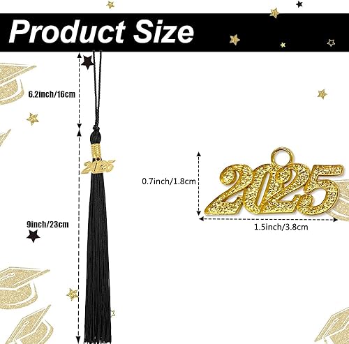 2025 - Pompon de graduation - Pour capuchon de remise de diplôme - Pendentif pour capuchon de remise de diplôme - 2025 - Doré - Nail Gallerys