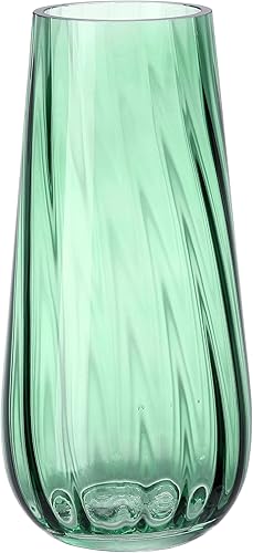 Grand vase moderne en verre vert de 24,9 cm de hauteur pour fleurs, centres de table et accents décoratifs – Grand vase pour plantes pour bureau et décoration de table - Nail Gallerys