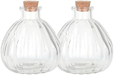 Magic Season Bouteilles en Verre Décoratives avec Bouchons en Liège (240 ML Bouteilles en Citrouille / 2 pièces) - Nail Gallerys