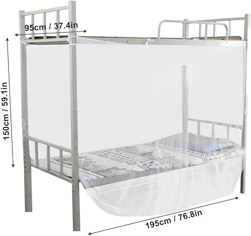 Haofy Auvent de Lit superposé, Moustiquaire pour Lit 4 Poteaux d'angle Lit superposé Rideau de Lit superposé, Blanc (95x195x150cm) - Nail Gallerys