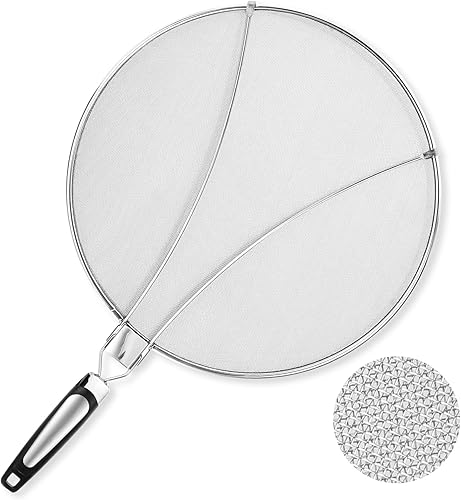 Protecteur d'écran Splatter en Acier Inoxydable Pli en Silicone Acier Mailles Fines,Évite Les éclaboussures,Entretien Pratique Cuisine Friteuse Couvercle Anti-Huile 33 cm de diamètre - Nail Gallerys