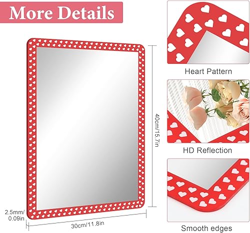 TSKDKIT Miroir mural autocollant 40 x 30 cm en acrylique avec motif cœur, sans perçage, pour mur, salle de bain, porte d'armoire, coiffeuse, couloir, chambre à coucher - Nail Gallerys