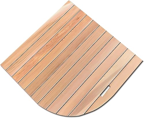 Tapis de Bain en Bois Naturel antidérapant, Grand Tapis de Sol de Salle de Bain, Plateforme de Douche d'angle Robuste avec égouttoir, Personnalisable, Bois foncé, 27,5 x 27,5 Pouces - Nail Gallerys