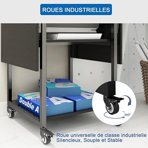 PUNCIA Support pour Presse Chauffante à 3 Niveaux 150x53x91CM Support de Presse à Chaud pour T-Shirt Étagère de Stockage de Presse à Transfert avec Table Pliable en Métal & Bois Charge de 100KG(Noir) - Nail Gallerys