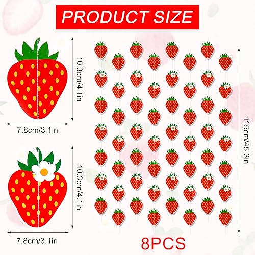 Lot de 8 Bannières à la Fraise, Guirlande de Bannières à la Fraise Bannière Suspendue à la Fraise Décorations de Fête à la Fraise pour Décorations de Fête d'Anniversaire de Baby Shower - Nail Gallerys