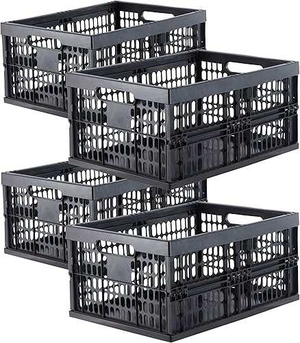Grizzly Lot de 4 Caisse de Rangement Pliante - Boîte pliable - Empilables - 32 L - Nail Gallerys