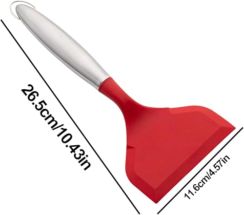 Frying Spatula, Kitchen Flipping Utensil, Stainless Steel, Silicone Ergonomic Handle, Non-Slip Cooking Spatula, Durable Kitchen Tool, Perfect for Household Use and Chefs,26.5x11.6cm - Nail Gallerys