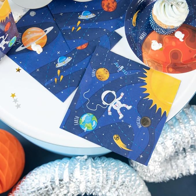 Kosmos Napkins for Children's Birthday Parties and Theme Parties 33 x 33 cm Children's Paper Napkins Table Decoration Space Astronaut Pack of 10 - Nail Gallerys