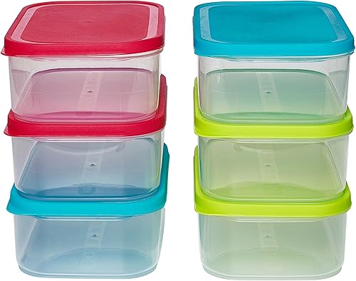 Kigima Lot de 6 boîtes de congélation avec fermeture à clic - 1 l - Multicolores - Boîtes de conservation avec couvercle hermétique - Boîtes de conservation transparentes - Boîte de rangement de - Nail Gallerys