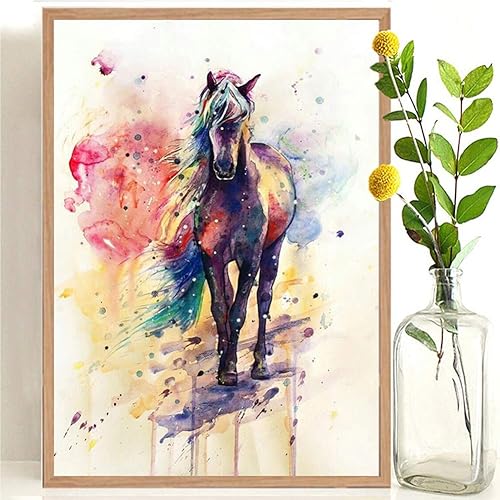 SWIDUUK Peinture sur toile en bois de mer Aquarelle Cheval Tableau Poster Mural Bureau Décoration Salon Reproduction d'images sur Toile Sticker Mural Art pour Chambre Décoration Maison, Toile, 50*70cm - Nail Gallerys
