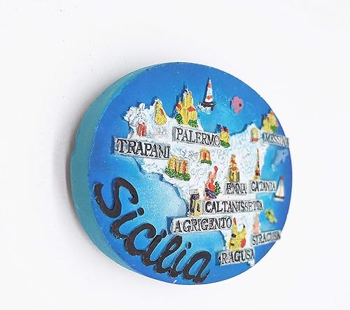 Aimant de réfrigérateur 3D style carte de la Sicile Italie Cadeau souvenir Décoration de la maison et de la cuisine Autocollant magnétique Sicile Italie Aimant de réfrigérateur Collection - Nail Gallerys