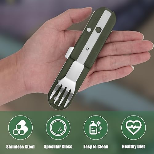 POFIBO Couverts de Camping 3PCS, 5 en 1 Vaisselle de Camping Pliable Couvert Randonnée en Acier Inoxydable Multifonction Couverts de Terrain Portables Voyage Accessoires de Survie en Plein Air - Nail Gallerys