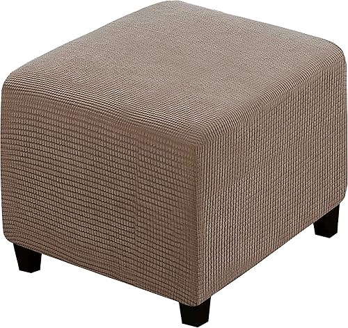 qiden Housse De Pouf Carré 33-45cm /72-82cm/80-100cm Extensible Housse pour Pouf, Protéger Housse De Repose Pied, Couvre Pouf Carré -Bleu d'eau profondeM - Nail Gallerys