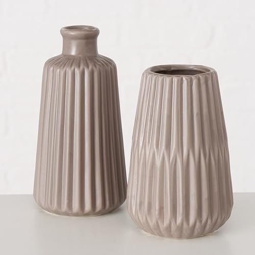 Boltze Esko 2027311 Lot de 2 vases à Fleurs en céramique Marron Mat Diamètre env. 8,5 cm - Nail Gallerys